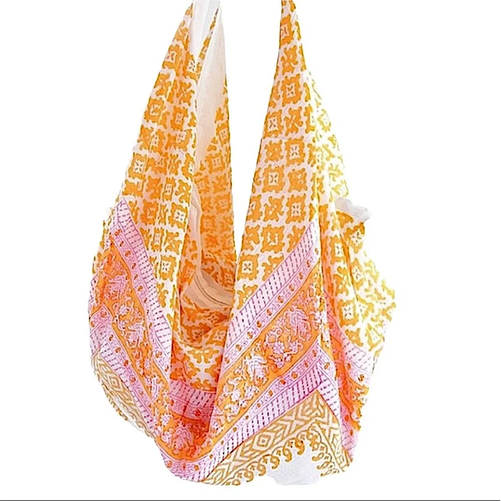 Tropical Tangerine Dream Full Zip Boho Market Hobo Bag Pink New